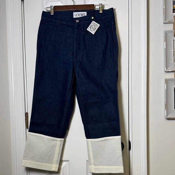 Loewe Fisherman Jeans Size 38 (4-6US) Navy Denim Turn Up Cuff NWT Dust Bag - Picture 3 of 12